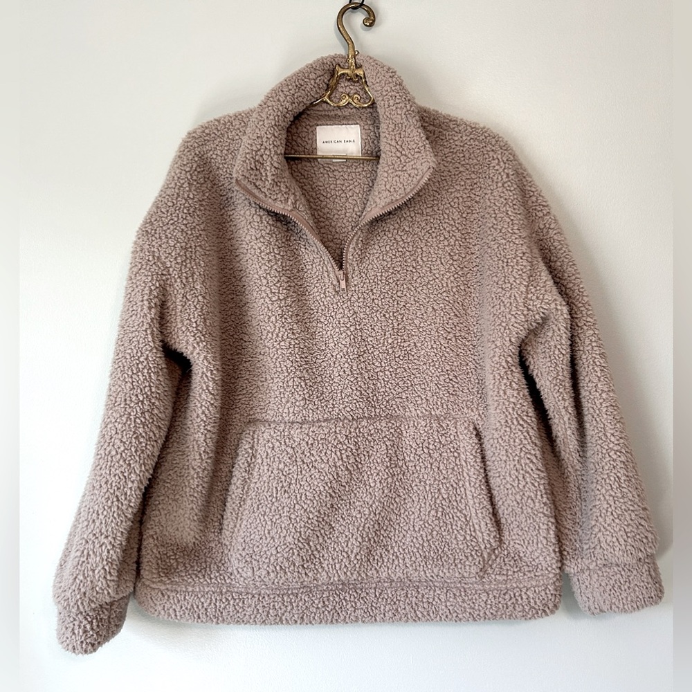 American Eagle AE sherpa quarter-zip sweater